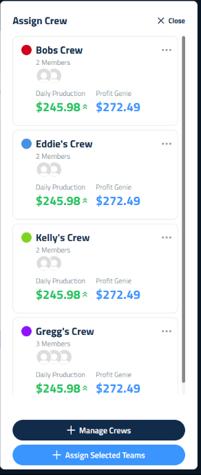 Figure 4: Crew selection for a project.
