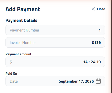 Figure 10: Recording a payment.