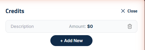 Figure 4: Adding a credit.