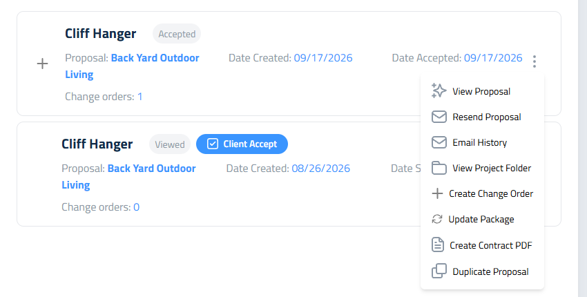 Figure 1: The three-dot menu on an accepted proposal.