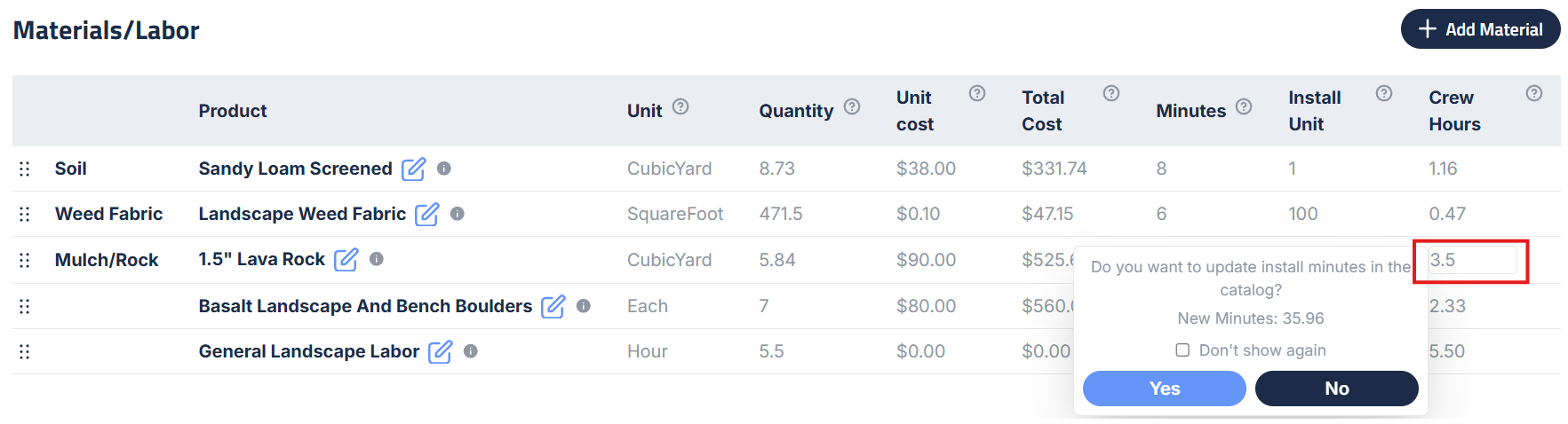 Figure 2: Crew Hours override.