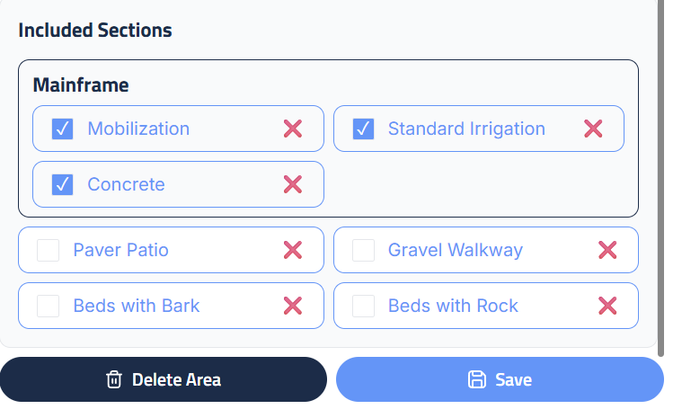 Figure 5: Custom Groups setup, bundling multiple sections for a unified proposal presentation.