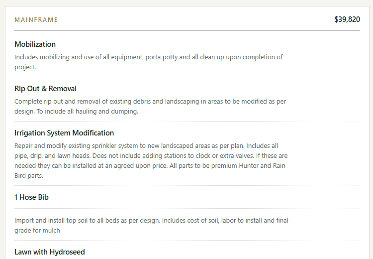 Figure 4: Custom Sections creation interface, allowing users to define unique install elements.