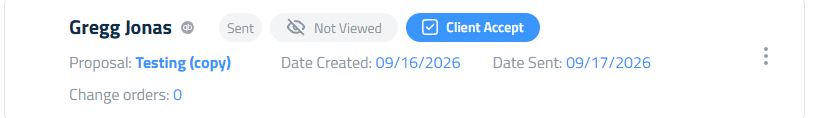 Client Accept on the Proposals page opens the client view so they can sign with you there.