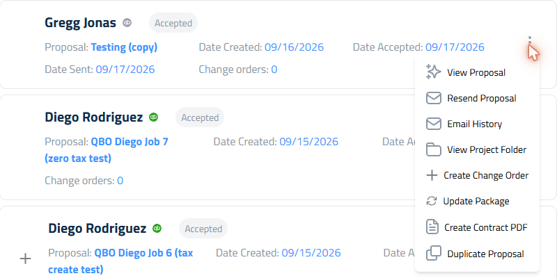 Figure 2: Update Package on an accepted proposal.