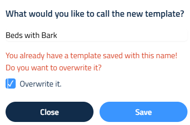 Figure 6: Overwriting existing template.