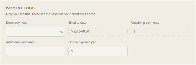 Figure 1: Payment terms on a change order.
