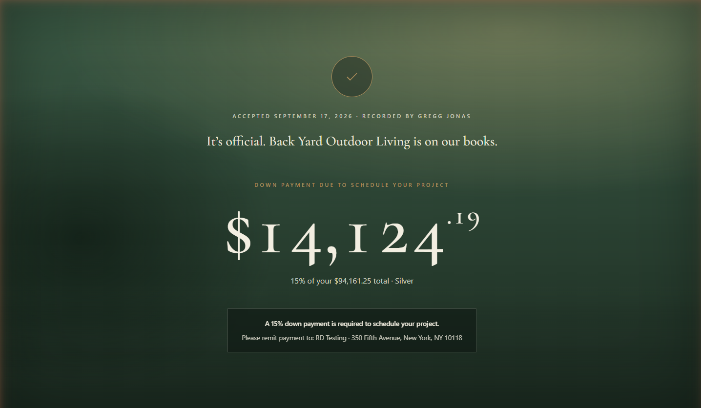 Figure 16: The confirmation page your client sees after signing.