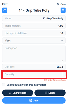 Figure 1: Quickly adding quantities to all materials in a Section.