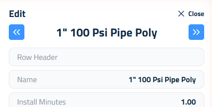 Figure 5: The Row Header field at the top of the item edit sidebar.